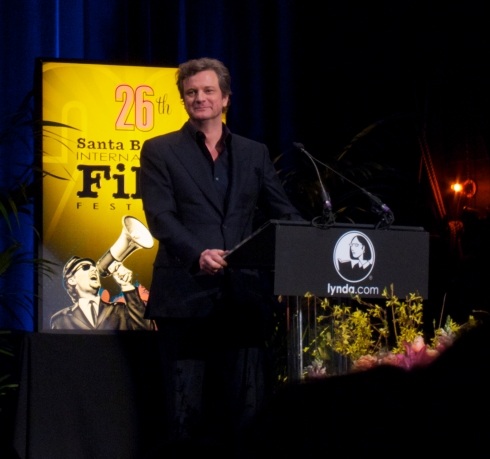 Colin Firth at podium